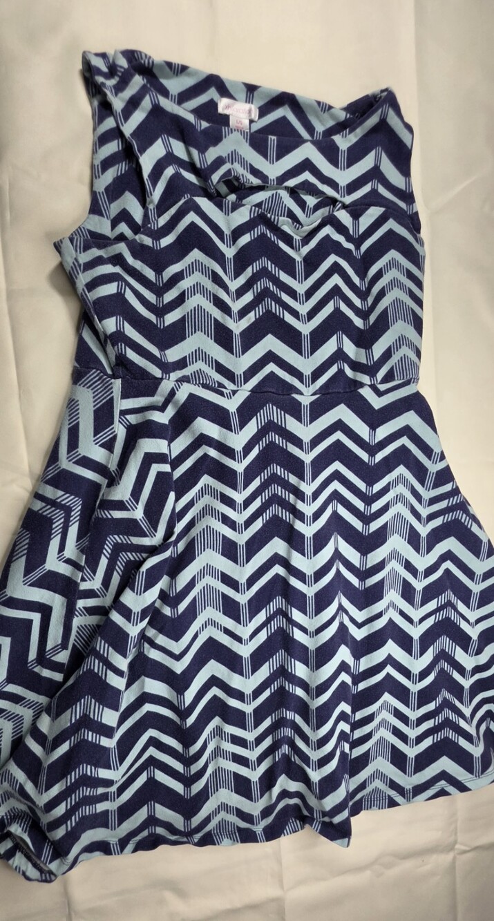 Xhilaration Blue And White Chevron Pattern Sleeveless Dress Size L Sku 0297